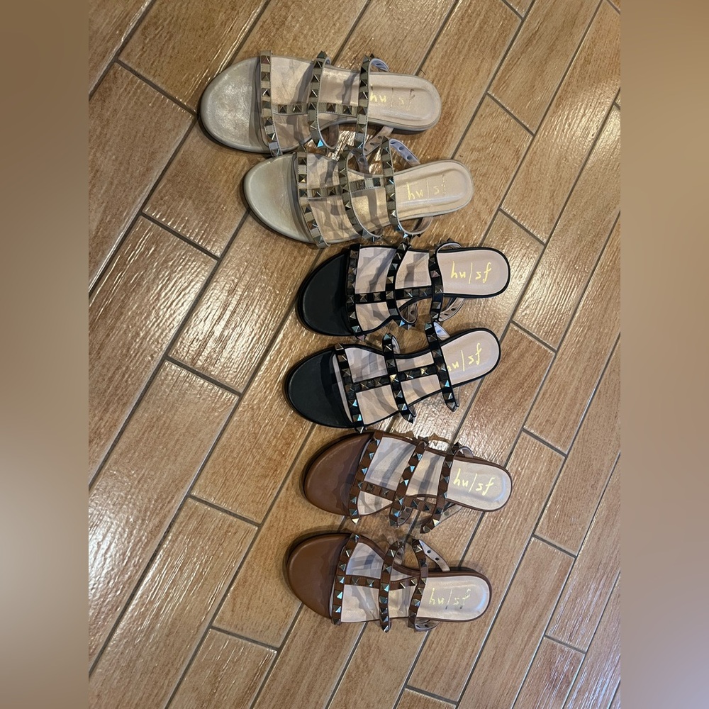 3 pairs of French sole sandals